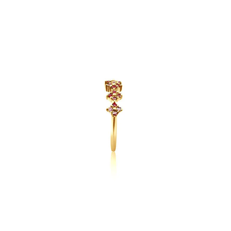 18k Gold Square Pattern Ruby Ring