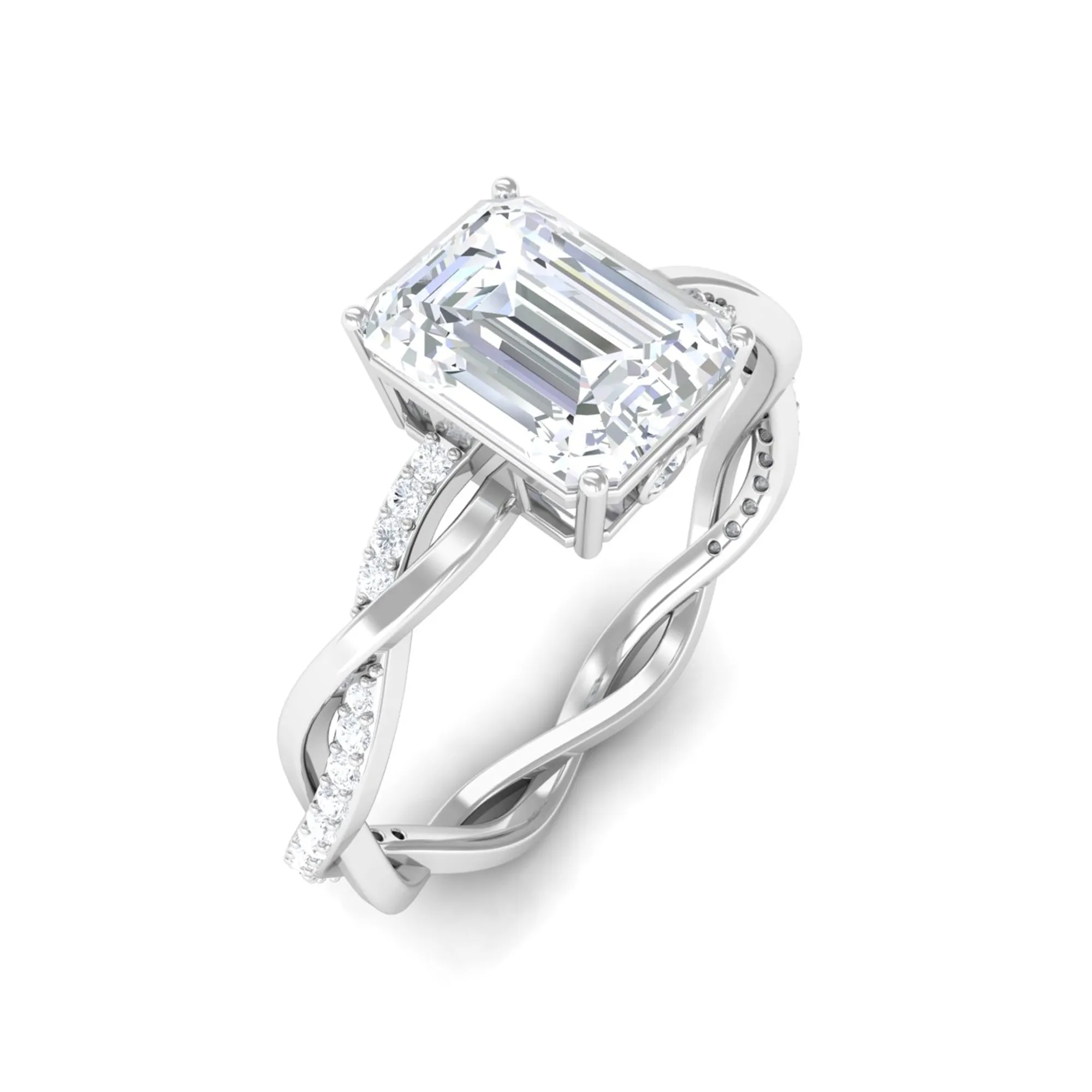 2 CT Octagon Cut Moissanite Solitaire Braided Gold Ring