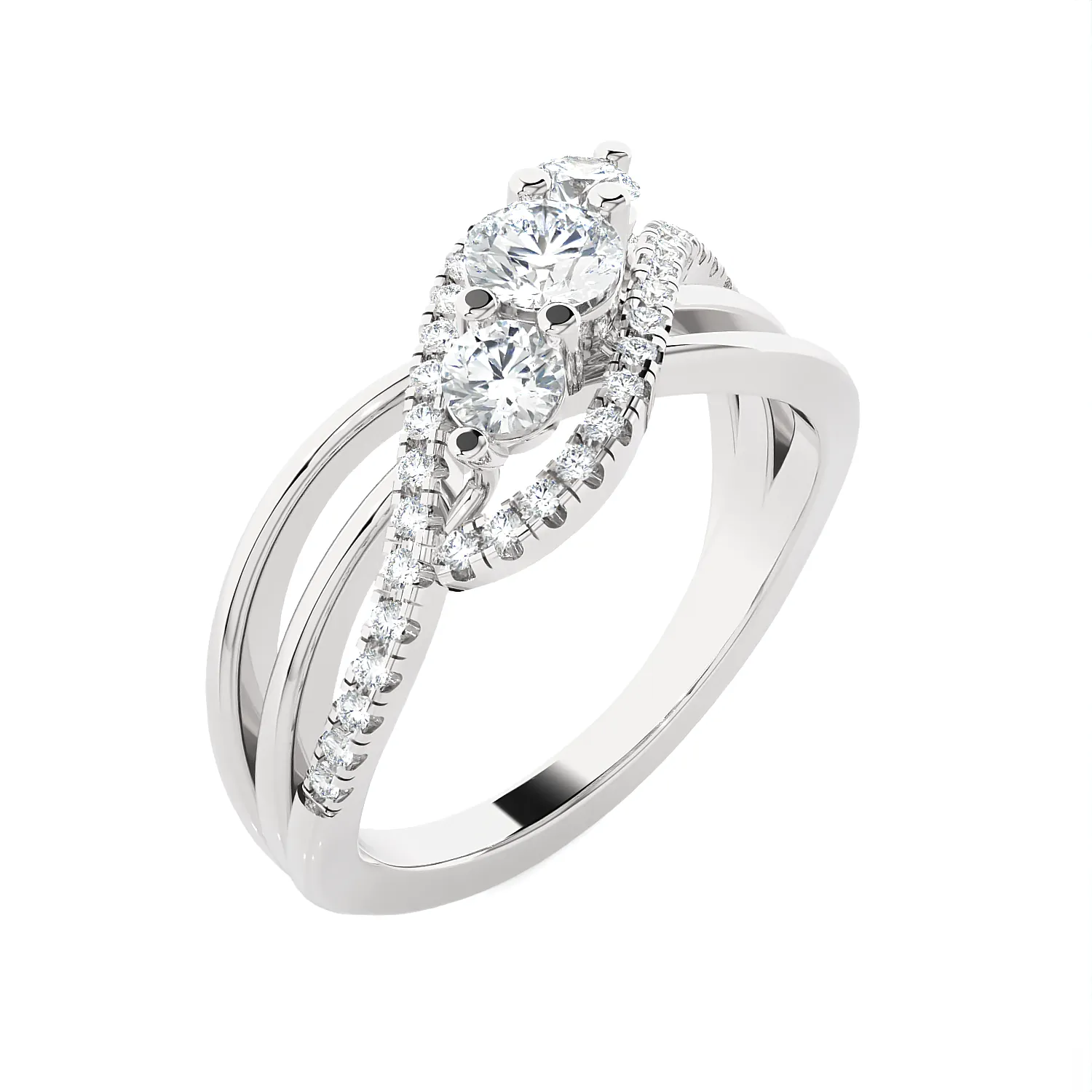 3/4 ctw Round Three Stone Lab Grown Diamond Ring
