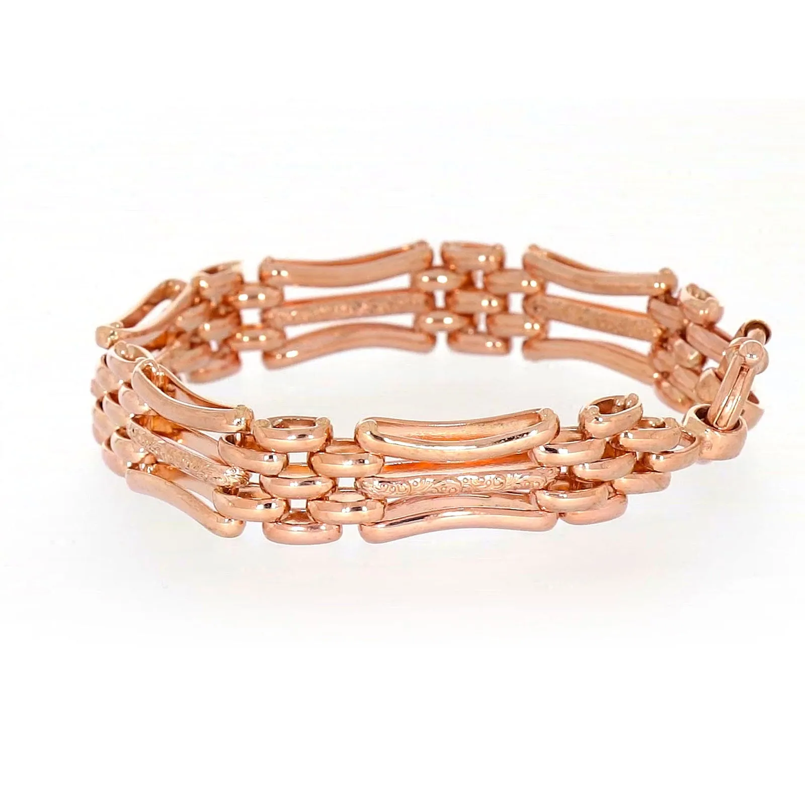 9ct Rose Gold Silver Filled 19cm Gate Bracelet with Bolt Ring
