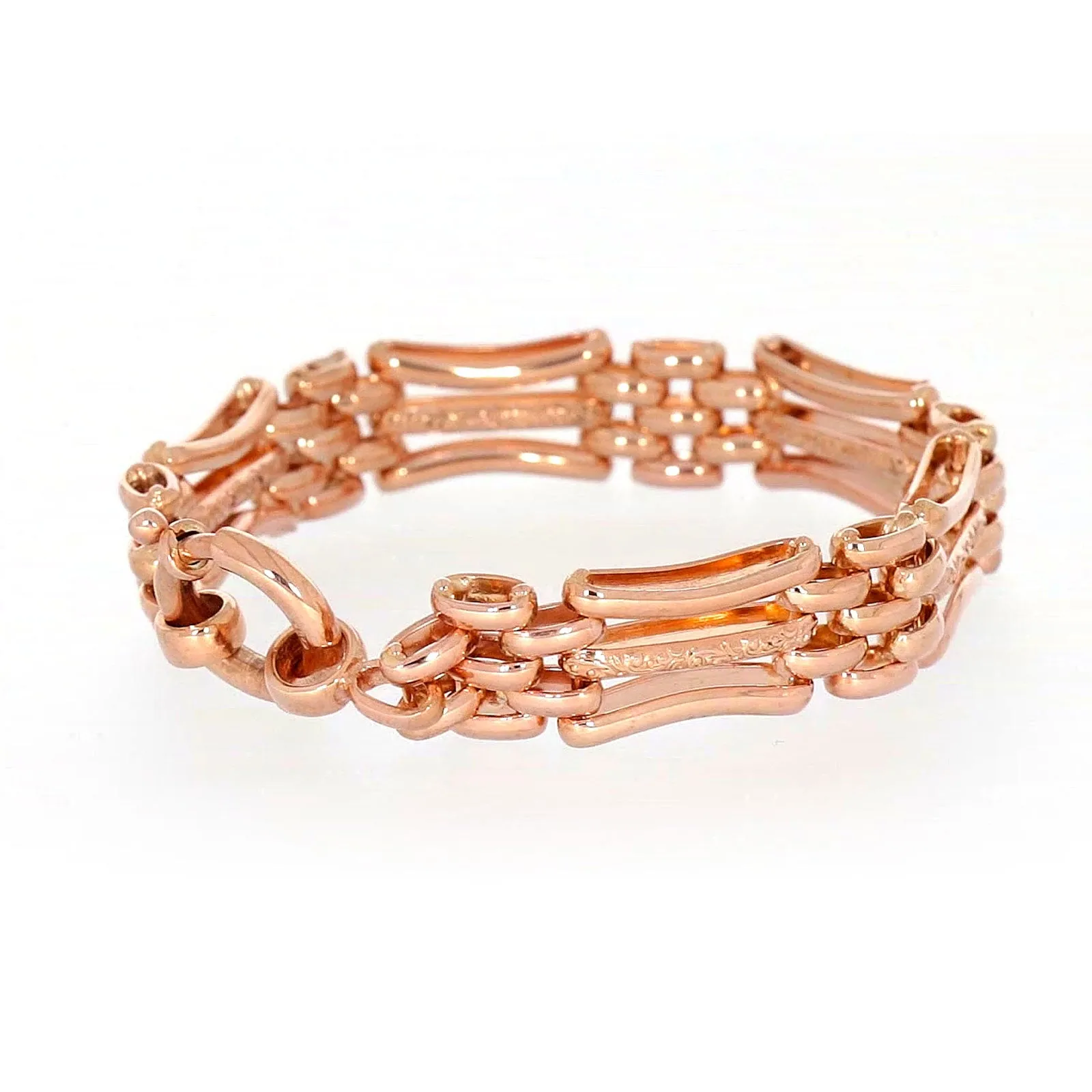 9ct Rose Gold Silver Filled 19cm Gate Bracelet with Bolt Ring