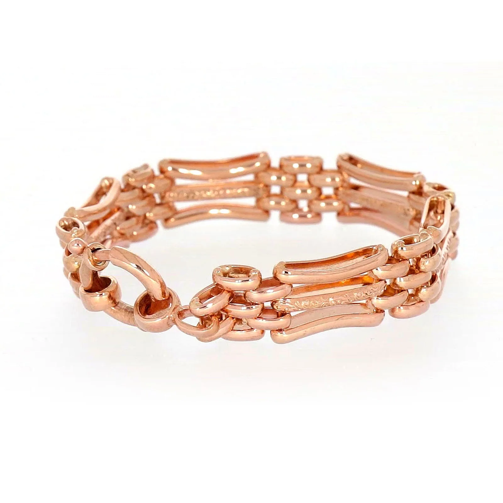 9ct Rose Gold Silver Filled 19cm Gate Bracelet with Bolt Ring