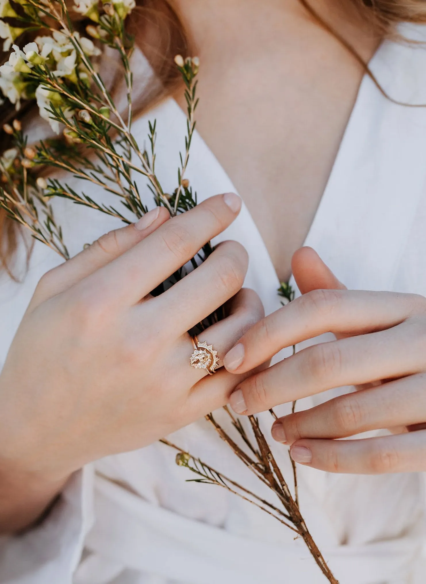 Amelie Ring - Champagne Quartz and Diamonds