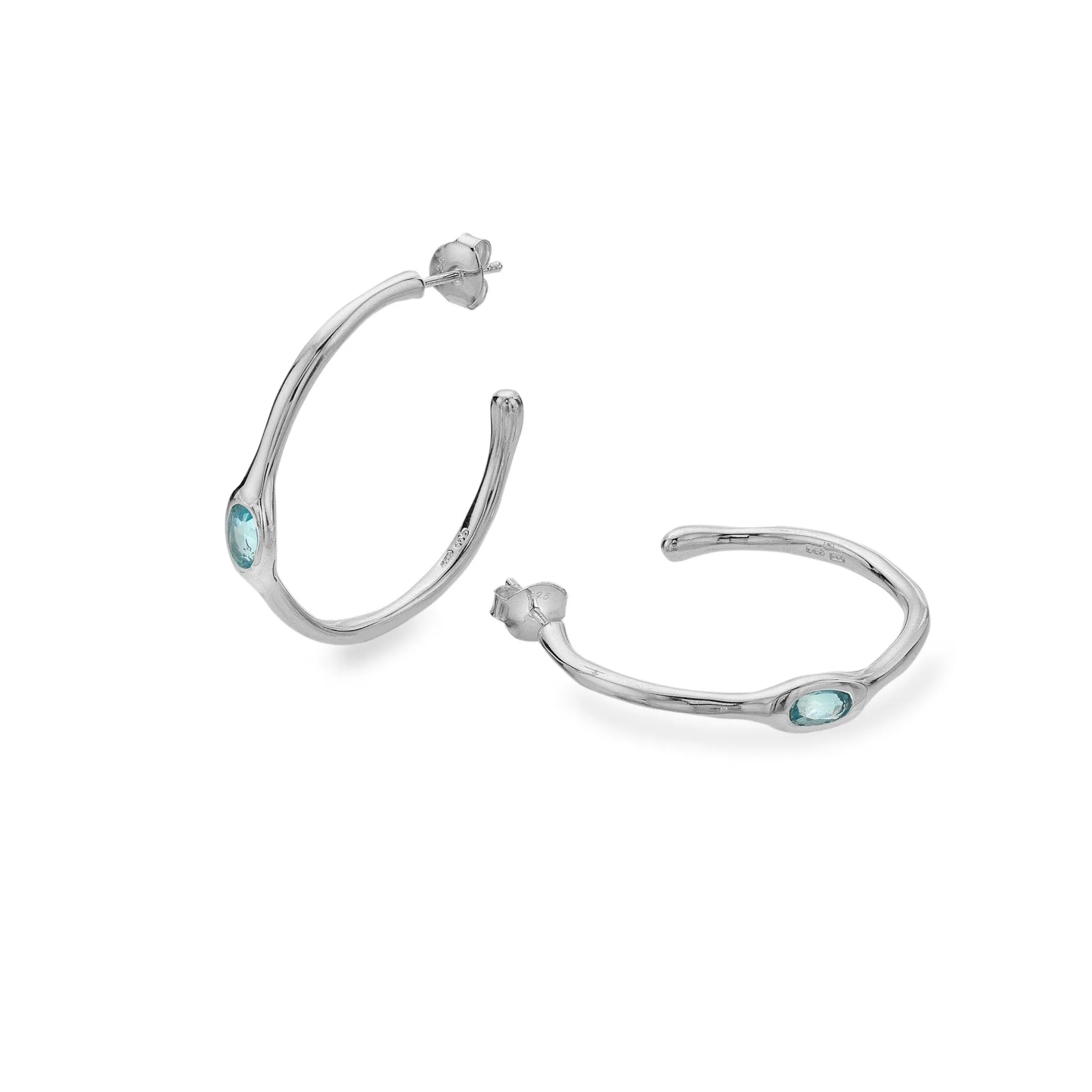 Blue Topaz Organic Hoops