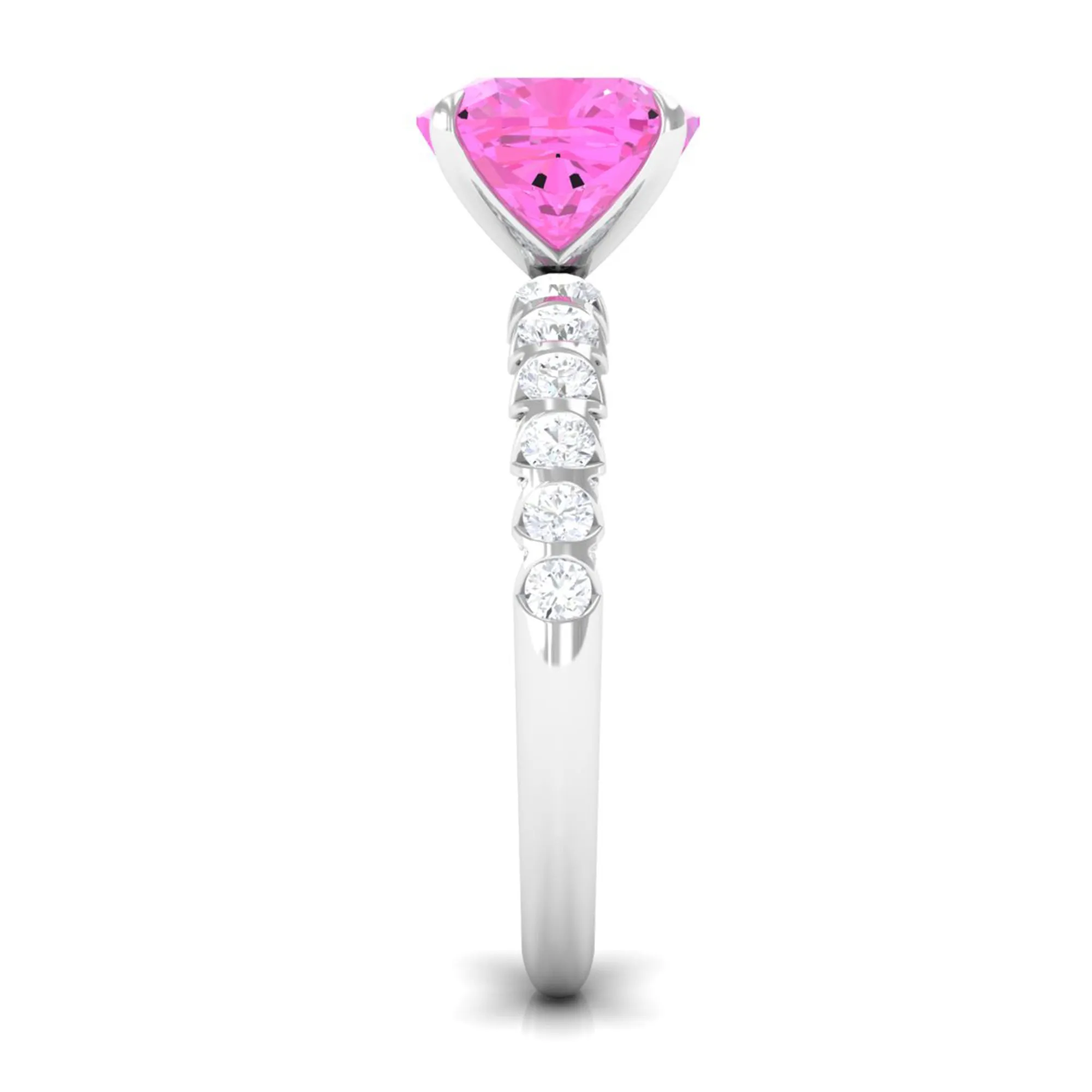 Created Pink Sapphire Engagement Ring with Diamond