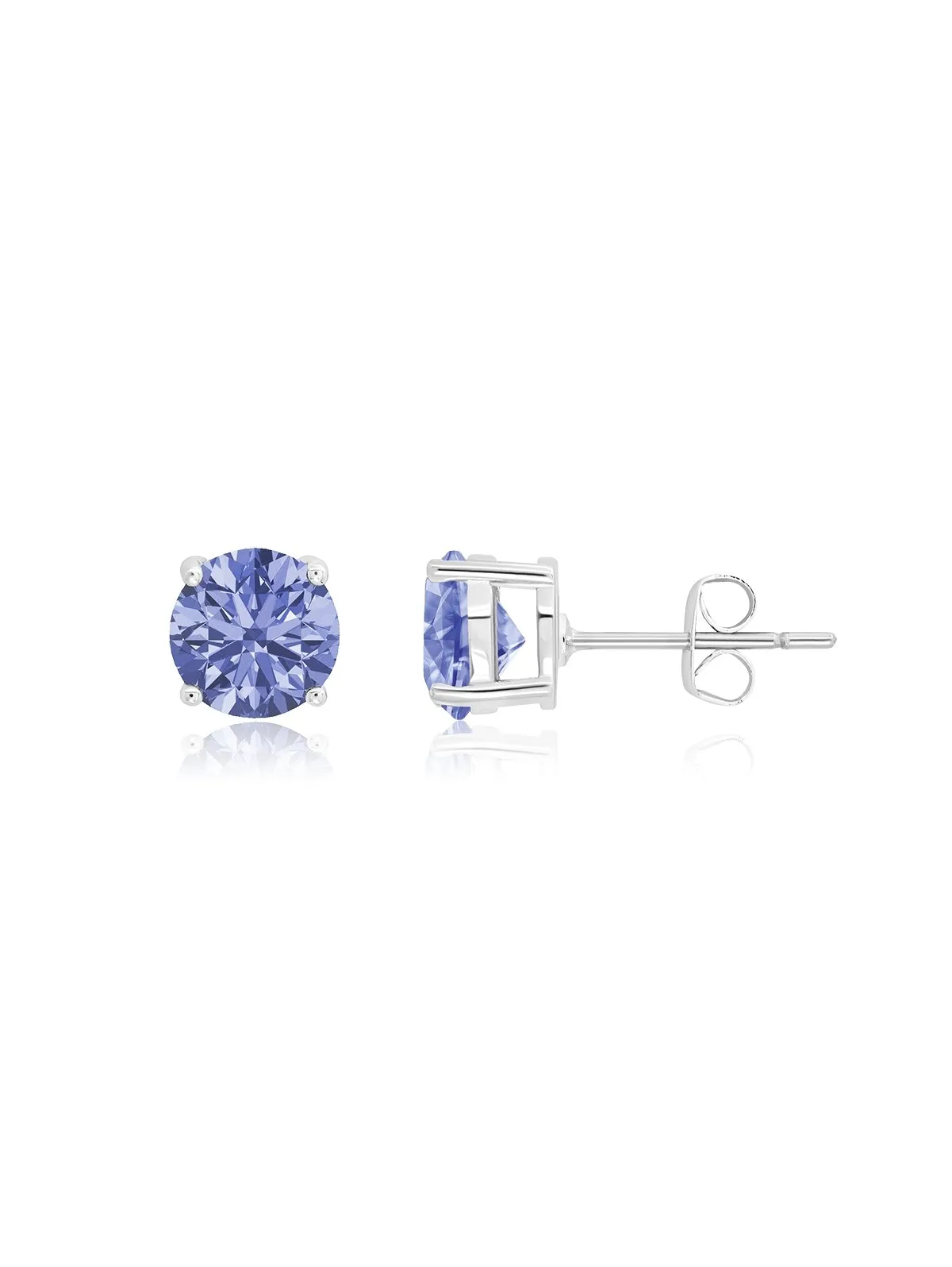 December Birthstone Stud Earrings in Platinum Finish