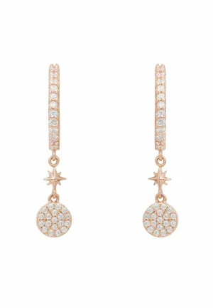 Disc Huggie Hoop Earrings Rosegold