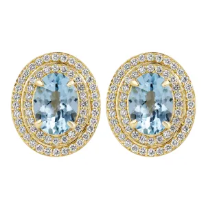 Earrings - Blue Topaz And Diamond