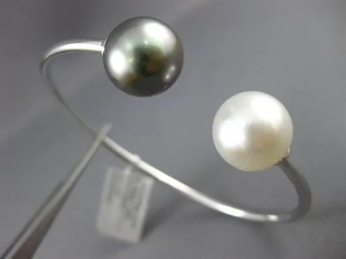 ESTATE AAA SOUTH SEA & TAHITIAN PEARL 18KT WHITE GOLD FLEXIBLE BANGLE BRACELET