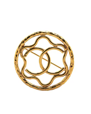 Gold Plated Flower Brooch with Back Pin Closure
