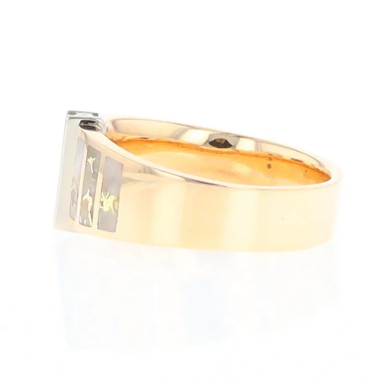Gold Quartz Ring 6 Section Inlaid with .19ctw Round Diamonds