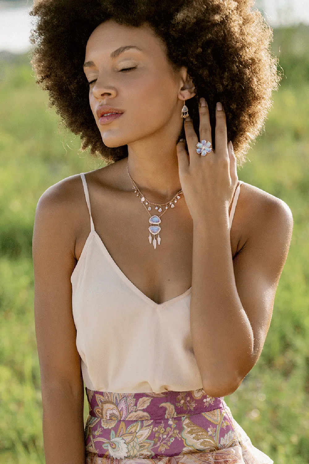 Graduated Moonstone Shaker Necklace