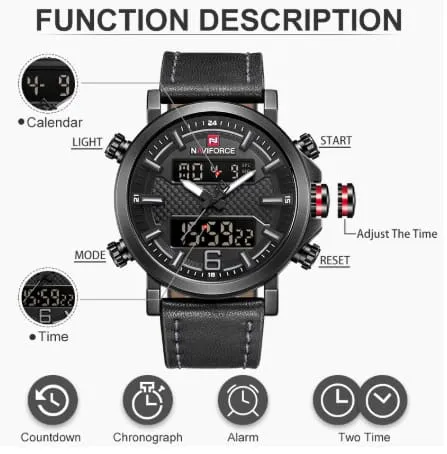 Men's Leather Quartz Watch