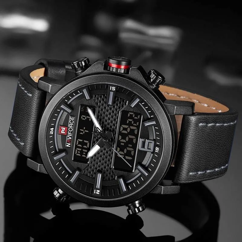 Men's Leather Quartz Watch