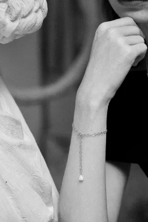 Mini Chain Pearl Bracelet - Silver