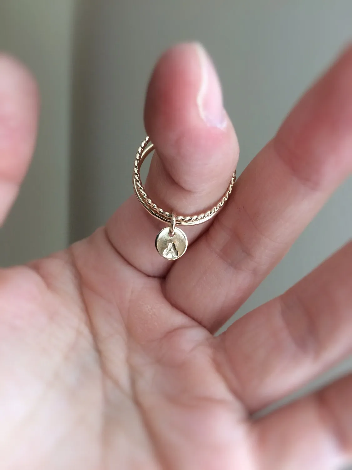 Modern Gold/Sterling Initial Set, Initial Rings, Stacking Ring, Personalized, Stacking Rings, Modern Rings, Disc Inital Rings, Charm Ring