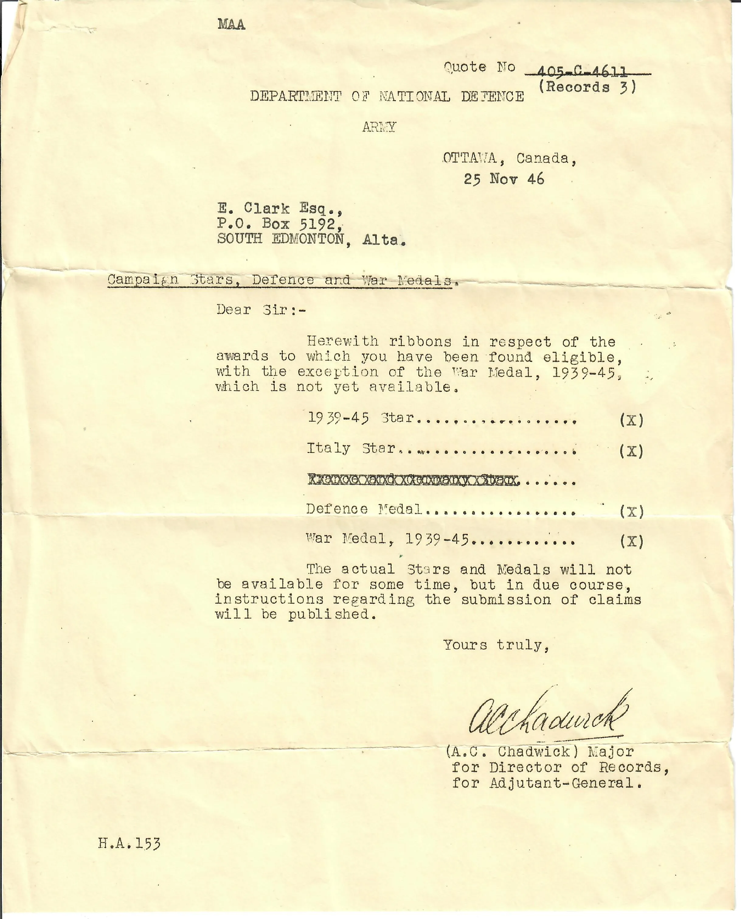 Original Canada WWII Canadian Army Loyal Edmonton Regiment Medal, Insignia and Document Grouping For Private Edward Clark - 20 Plus Items