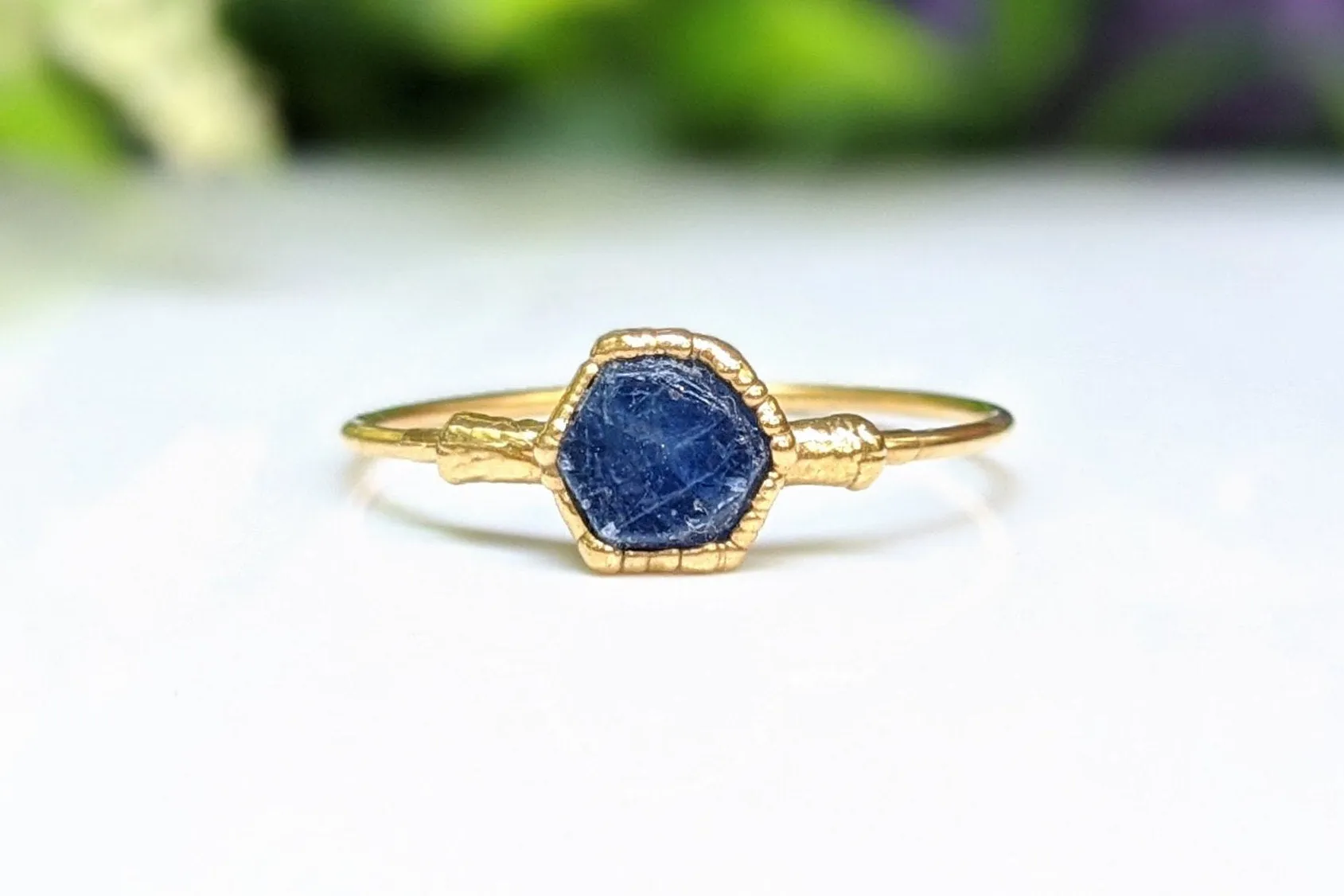 Raw blue Sapphire ring