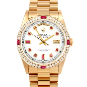 Rolex Day-Date 36mm | 18038-WHT-RBY-AM-4RBY-PRS