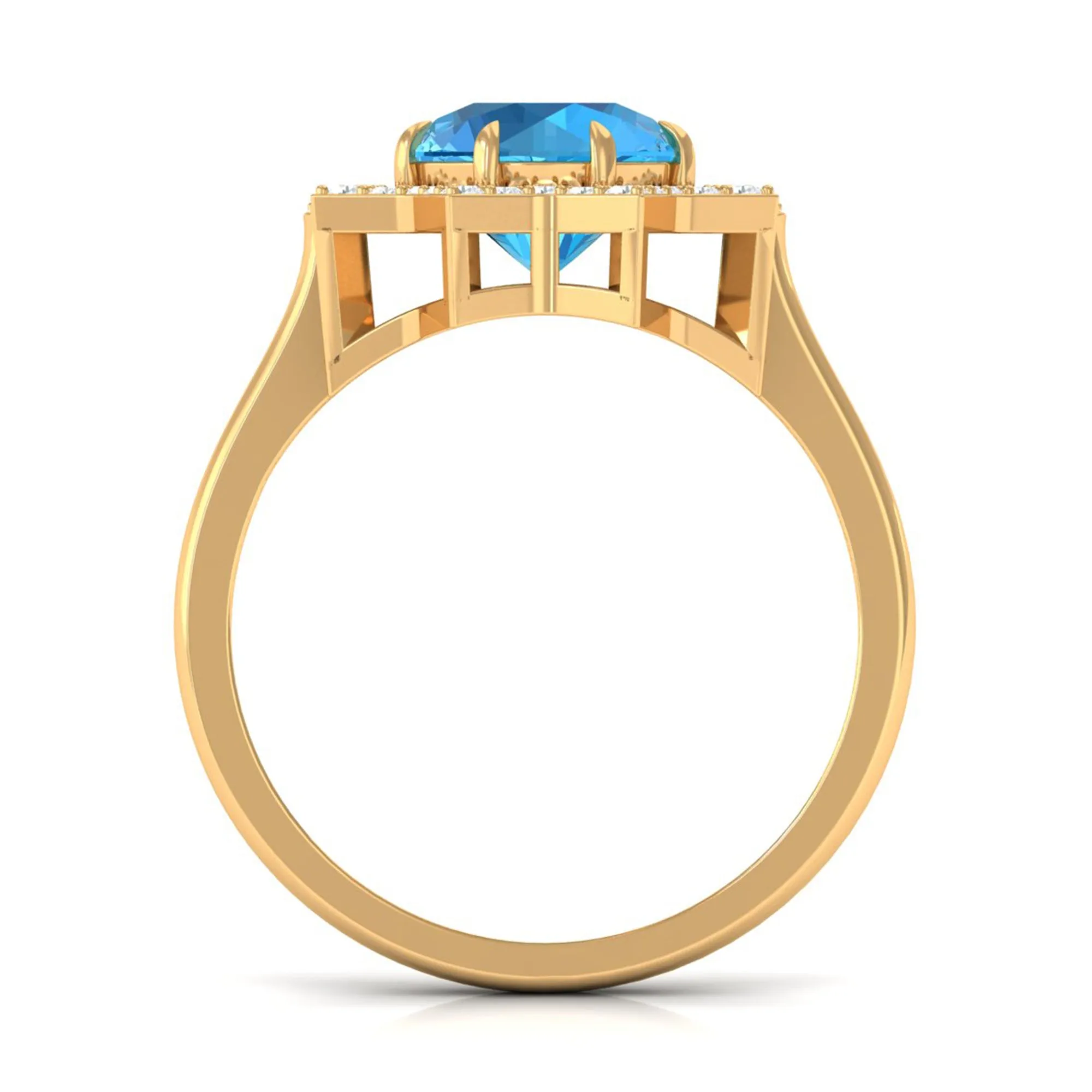 Swiss Blue Topaz Star Shape Engagement Ring with Diamond
