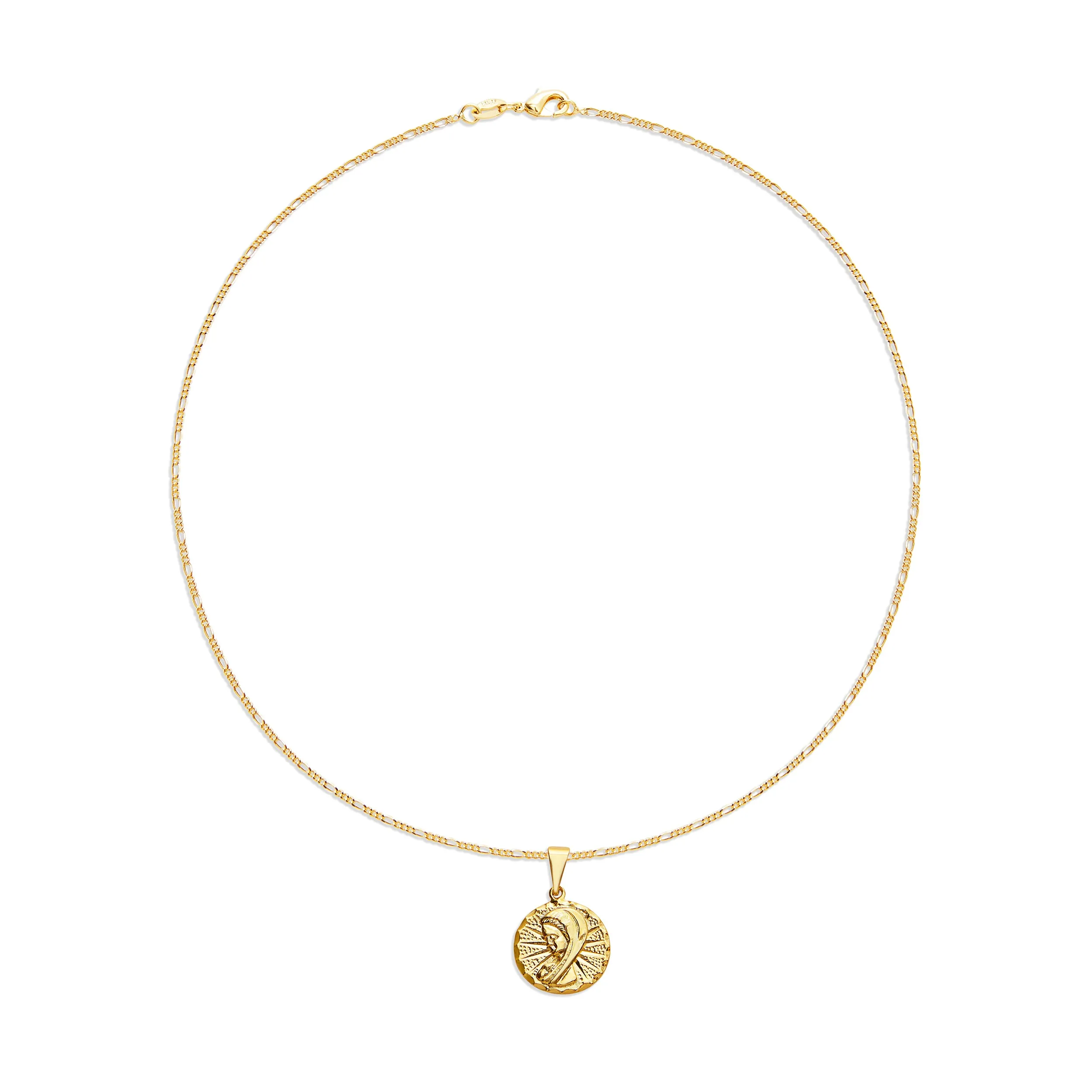 THE ROUND ORNATE MARY MEDAL NECKLACE