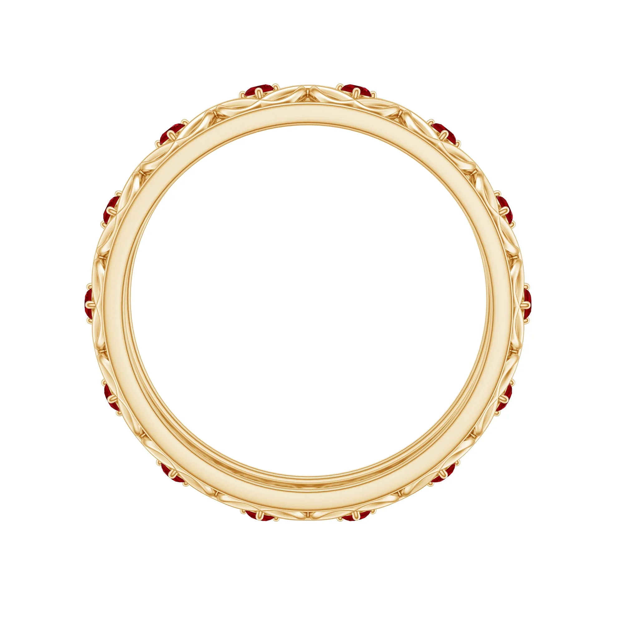 Vintage Inspired Created Ruby Celtic Knot Full Eternity Band Ring in Gold